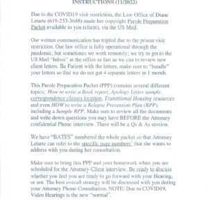 Pre-Board Consultation: Parole Hearing Strategy